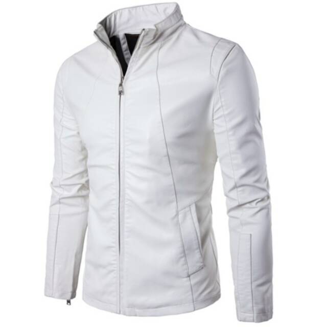 Jaket semi kulit pria warna putih sampai ukuran jumbo