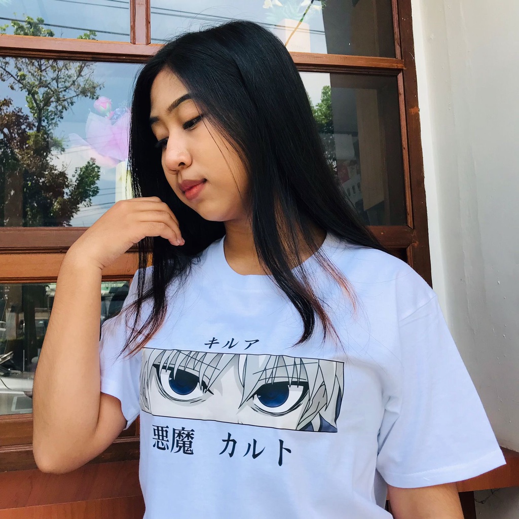 Tshirt Killua Eyes Anime Hunter X Hunter Manga Kaos HXH Killua Zoldyck Wibu Otaku Unisex