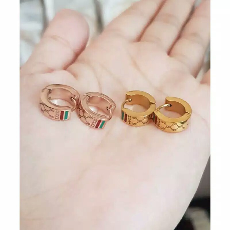 GG Anting Jepit G**CCI Titanium Stainless Steel 316L#AT-GCJ