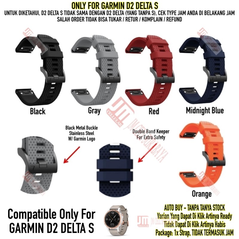 N33 Quick Fit 20mm Strap Garmin D2 Delta S - Rubber Metal Black Buckle