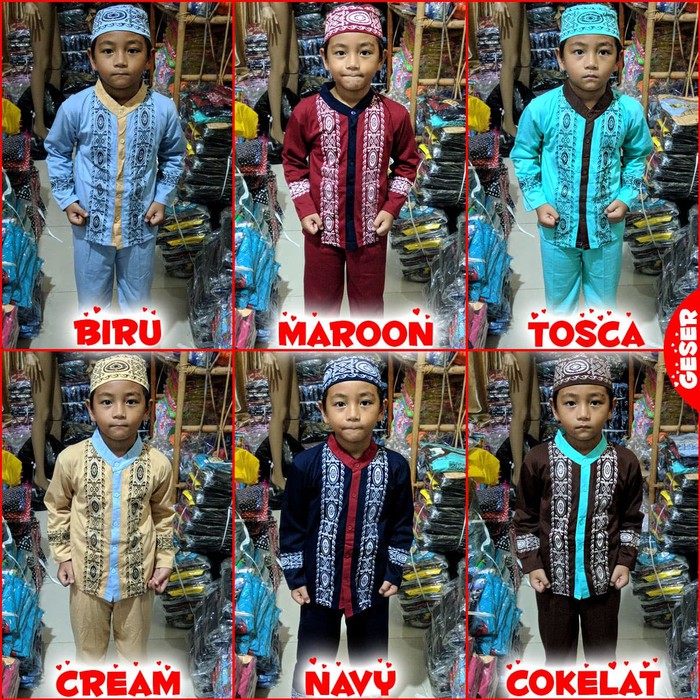 Baju Koko Anak Batik Pakaian muslim anak laki - laki 6 Bulan - 10 Tahun