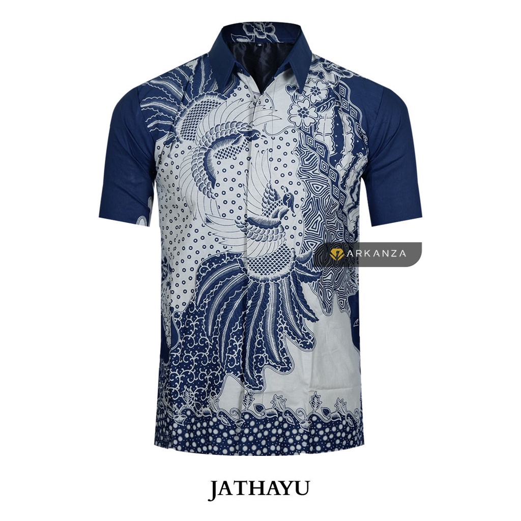 BATIK ARKANZA Motif JATHAYU Hem Atasan Kemeja Baju Batik Pria Cowok Produsen Slimfit Memakai Furing Lengan Panjang Lengan Pendek Original Asli