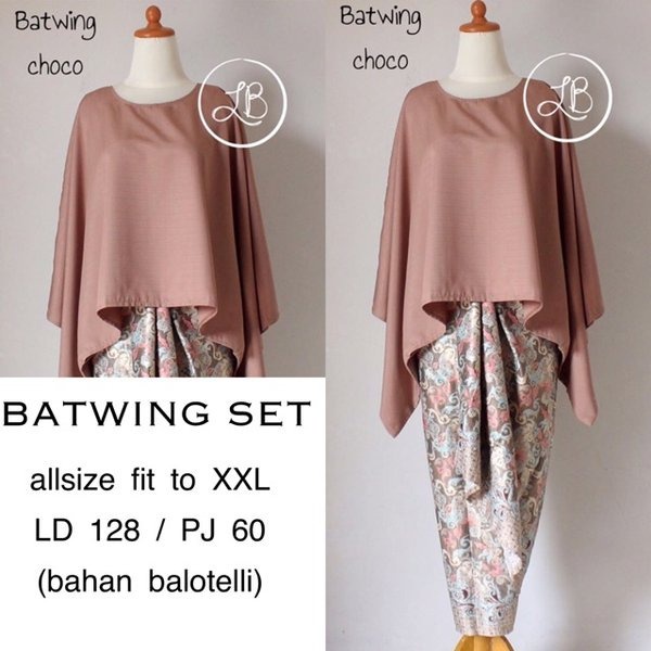 Setelan Kebaya Modern Batwing / Kebaya Kalong Tosca Dan Warna Lain Nya