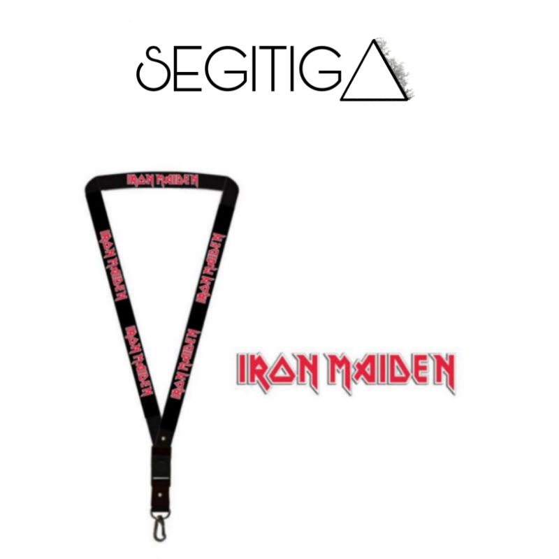 

lanyard IRONMAIDEN / gantungan kunci band metal / tali layard hitam gantungan leher name tag id card kartu nama / pods