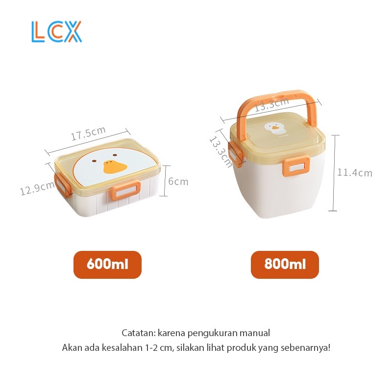 LCX Kotak Makan Lunch Box Anti Tumpah/Disegel Tempat Makanan Bekal Free Sendok