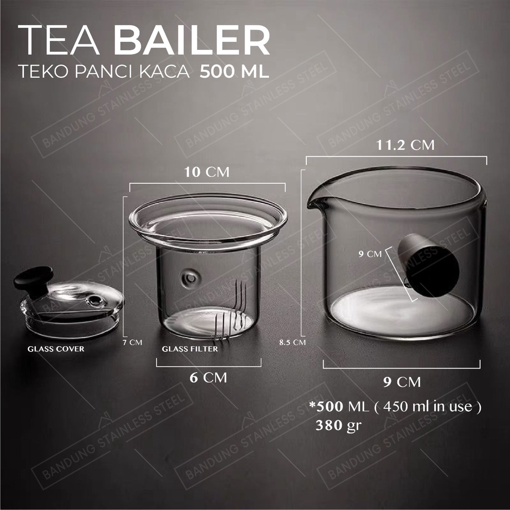 KUNGFU TEAPOT TEKO 500ml KACA borosilikat dengan saringan pegangan kayu unik teapot cantik lucu gelas