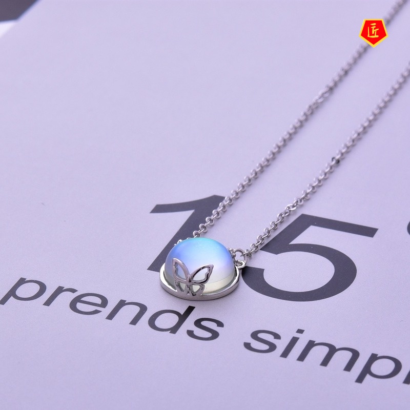 [Ready Stock]925 Silver Moonstone Bud Necklace Simple Fashion Temperament