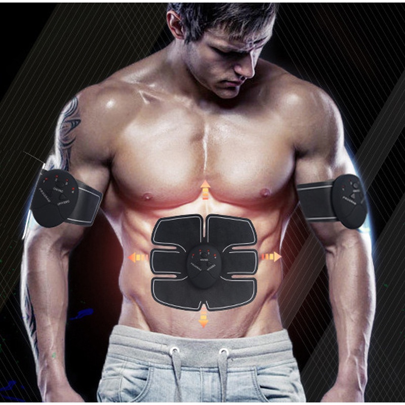 Alat Stimulator Terapi EMS Otot Six Pack ABS Abdominal Muscle Exercise - Black - OMSEGRBK