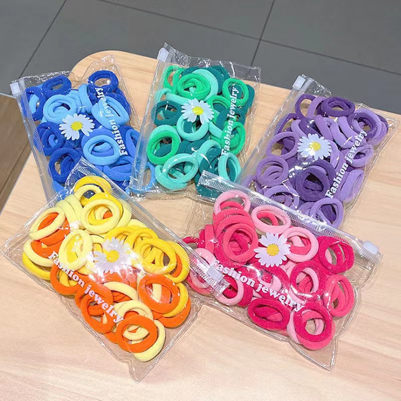 [ 50 PCS ] Ikat Rambut Wanita Elastis Free Pouch Mix Warna Korean Import