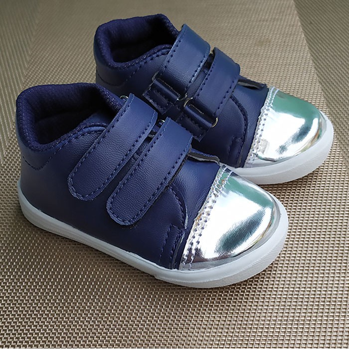 sepatu anak unisex silver navy LS19 SILVER