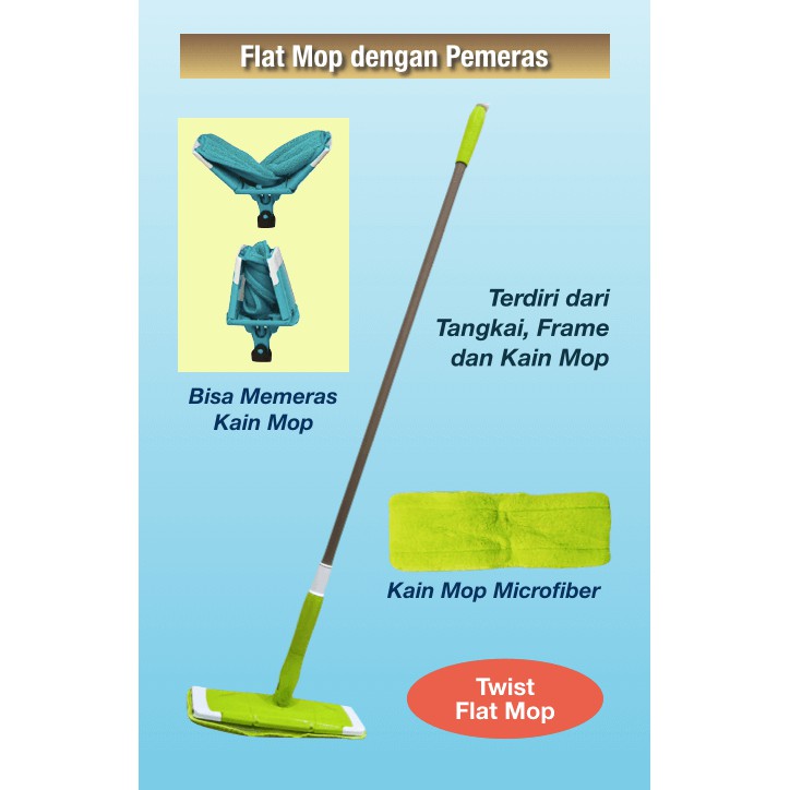 Flat Mop 33 cm dengan Pemeras ( Twist Flat Mop )