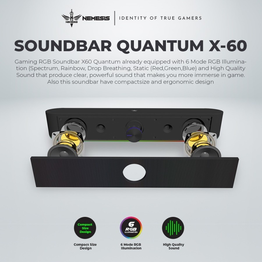 Speaker Gaming Stereo Sounbar Gaming RGB NYK X60 Quantum