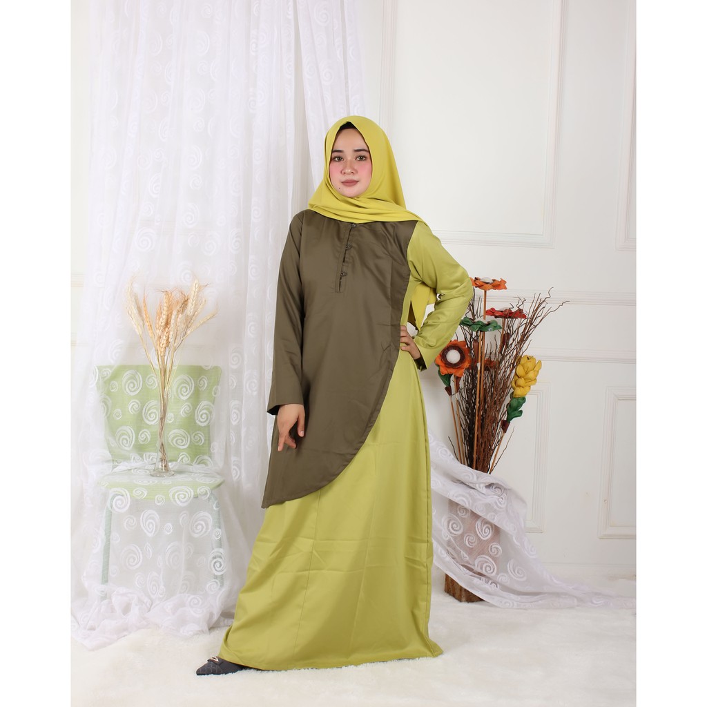 Najah Hijab Gamis Elegan Series C Lemon And Green Army 