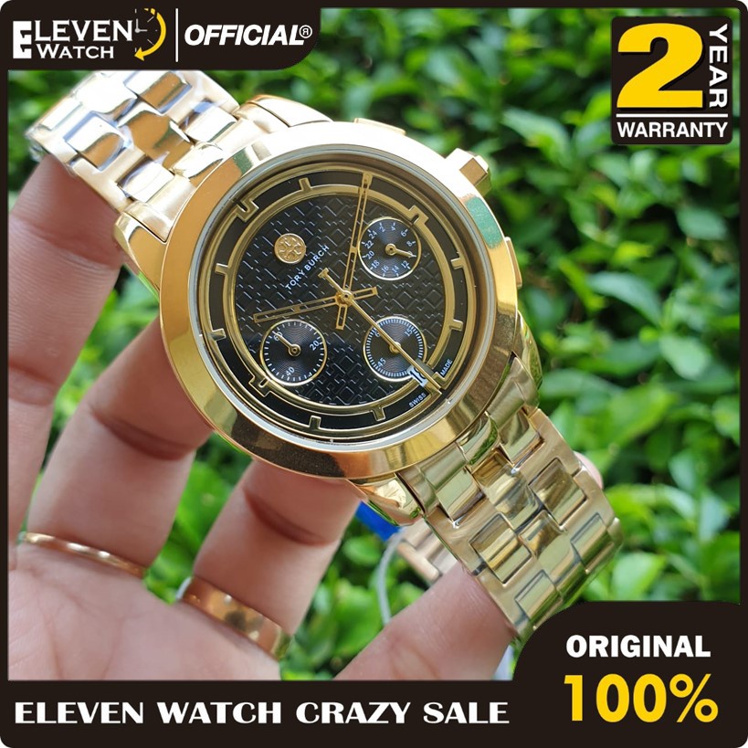 [Promo] Jam Tangan Pria Tory Burch TBW1024 / TBW-1024 Eleanor Gold-Tone Stainless Steel  Garansi 2 T