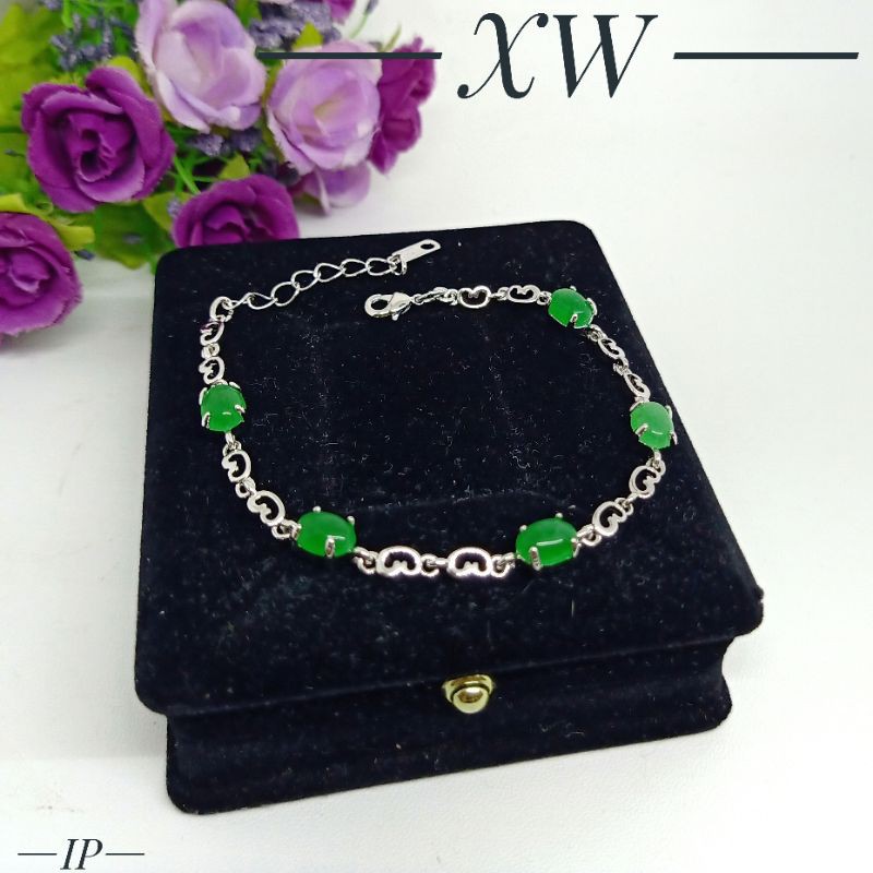 Gelang xuping batu hijau silver 1040GX007