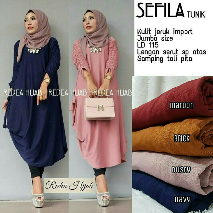 Sefila Tunik,ling dress,mini dress,baju kondangan,baju jumbo muslim