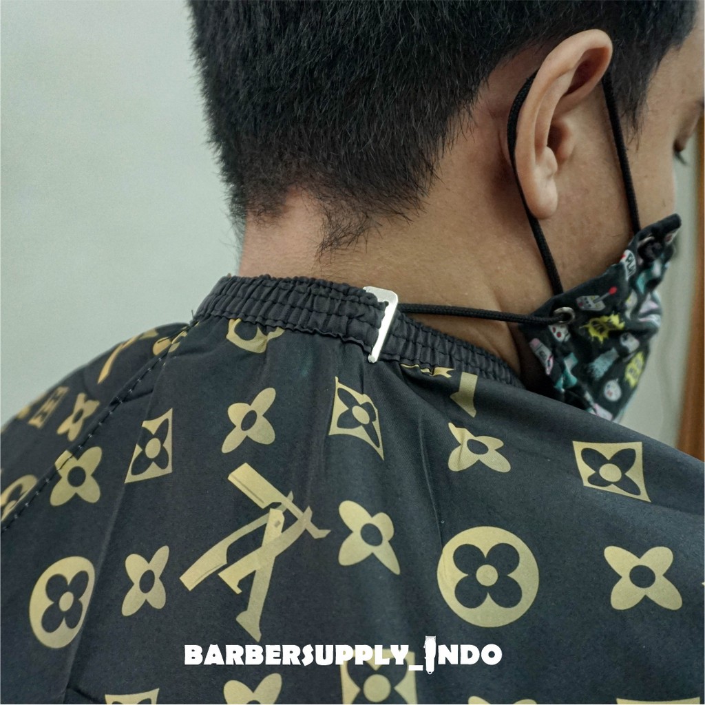 CAPE / KEP / KAIN KIP / SARUNG CUKUR POTONG BARBER SALON MOTIF LV GOLD