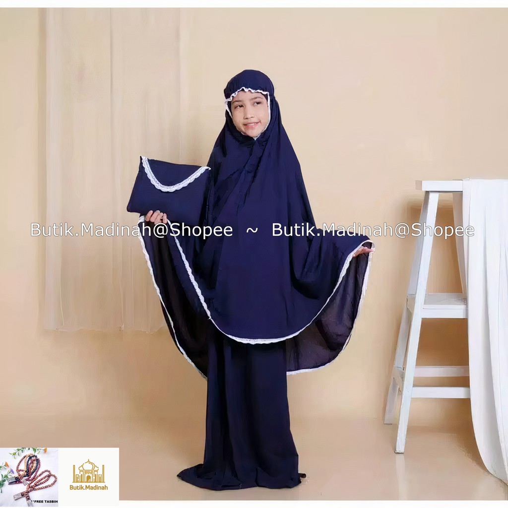 BUTIK.MADINAH MUKENA ANAK TANGGUNG SHEILA BALI POLOS RENDA