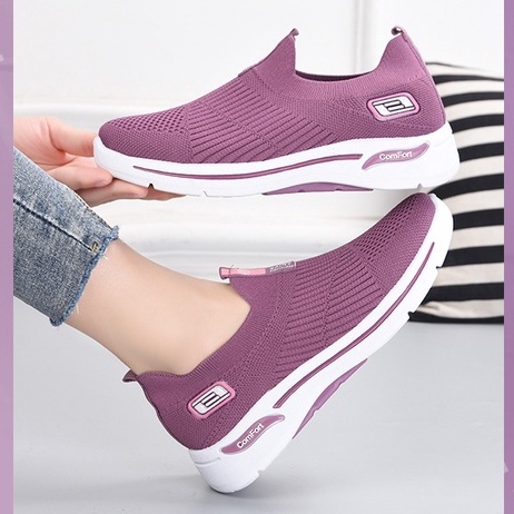 SEPATU KETS SNEAKERS TANPA TALI WANITA NYAMAN IMPORT BREATHABLE BATAM MODEL TERBARU KOREA S-3