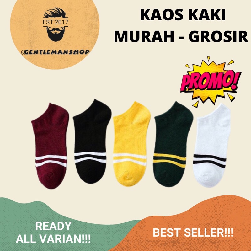 [Ready Stock!] Kaos Kaki Garis Ankle Polos Pendek Motif Garis / Kaos Kaki Semata Kaki