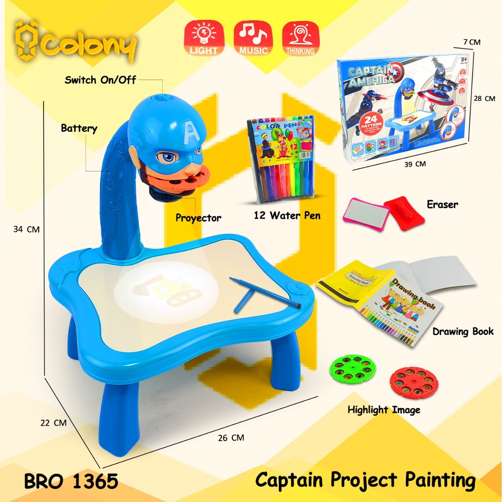 PROMO BRO1365 BRO1165 Princess Meja Belajar Gambar Menggambar Lukis Melukis Proyektor Projector Projektor Tulis Menulis Whiteboard White Board Mainan Anak Permainan Edukasi