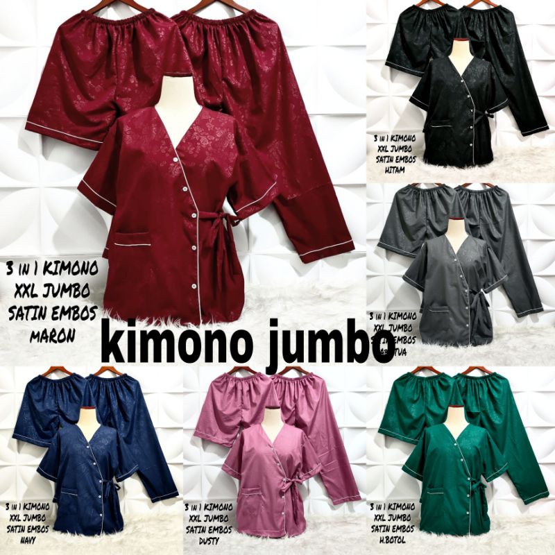 PIYAMA KIMONO 3IN1 XXL JUMBO SATIN EMBOS