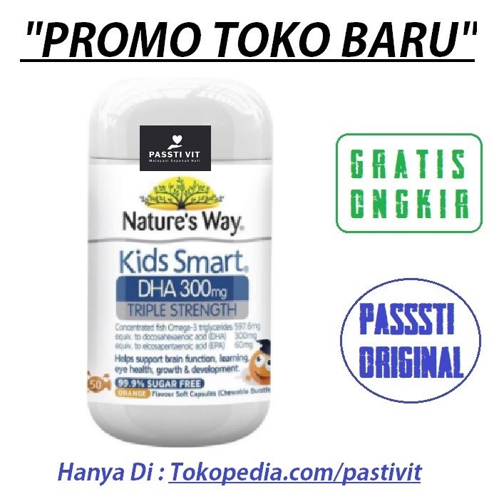 Nature'S Way Kids Smart Dha 300Mg Vitamin Otak Saraf Mata Anak Natures Vit Anak -