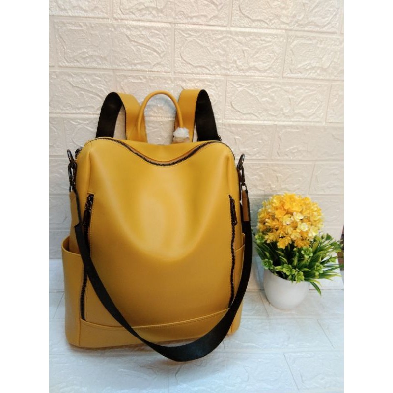 Tas wanita tas kulit tas trendy ransel kulit backpack multifungsi tas batam