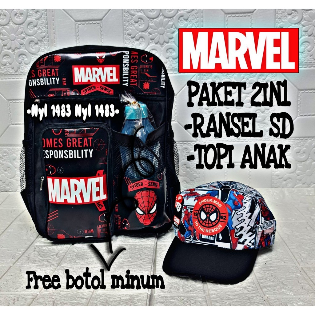 KSO_BAG - Tas Ransel Anak LakiLaki  2IN1 Terbaru 2021 Kekinian Backpack Carakter SUPER HERO Termurah