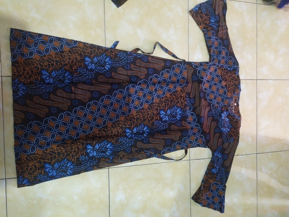 Batik Couple Keluarga Sania Ruffle Ori Ndoro Jowi Dnt Seno Biru