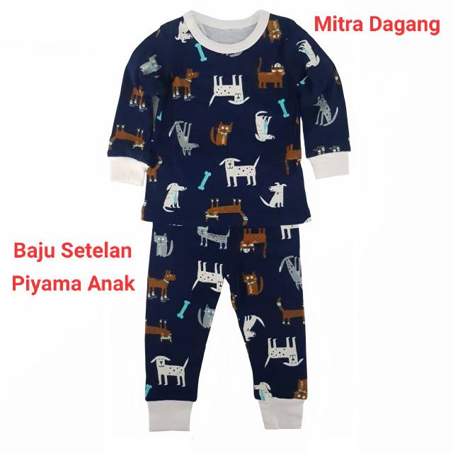 Baju Setelan Anak / Piyama Anak Lucu Motif Navy Dog