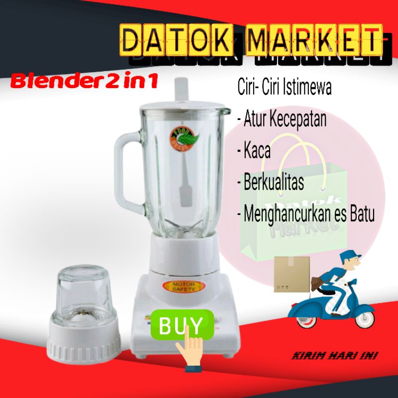 Blender Juicer Vorte V6 2 in 1 Wadah Kaca Jus Bumbu Biji bijian Buah Sayur Murah Besar Jumbo