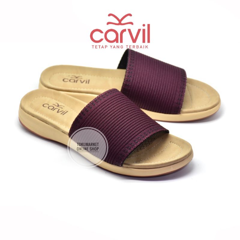 Sandal Carvil Wanita Terbaru Original Asli Slop wanita kekinian 2022 Wedges Carvil Wanita Original