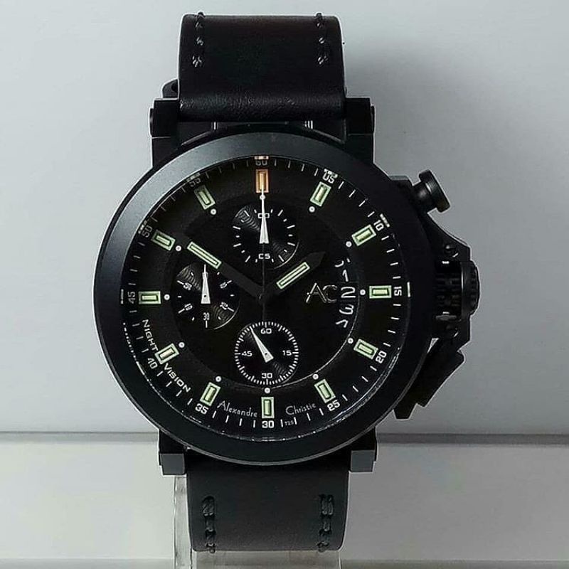Jam Tangan Alexandre Christie AC 9200 Pria Night Vision / AC9200 MNV Full Black Original
