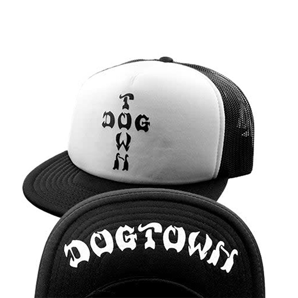 Dogtown Cross Letters Flip Mesh Black White Hat