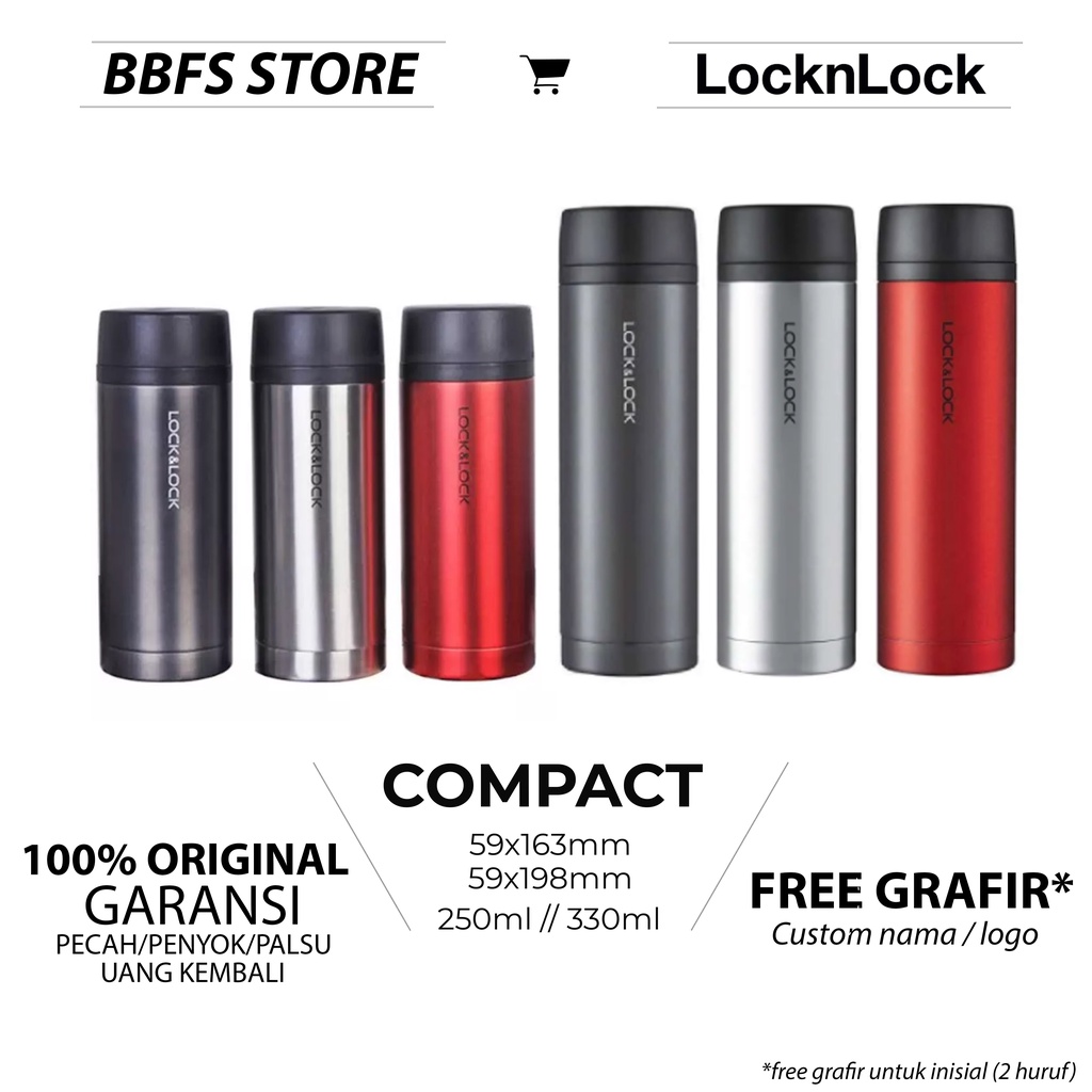 Lock n Lock Exclusive New Compact Tumbler 250ml 330ml / Botol Minum Termos Murah Lock n Lock LHC4133B LHC4134S