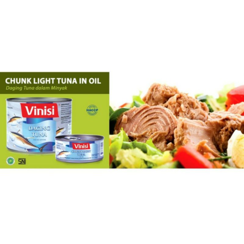 Tuna Kaleng Vinisi Chunk Light in Oil 160 gr Kaleng Ready