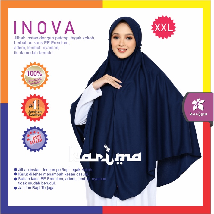 Innova Jilbab Instan Bergo Kerudung Kaos Syari Karima Size XXL