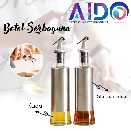 Botol minyak Kaca Stainless Steel Botol Serbaguna 300 ML / Botol Minyak  Botol Kecap Stainless Steel Multifungsi 10190