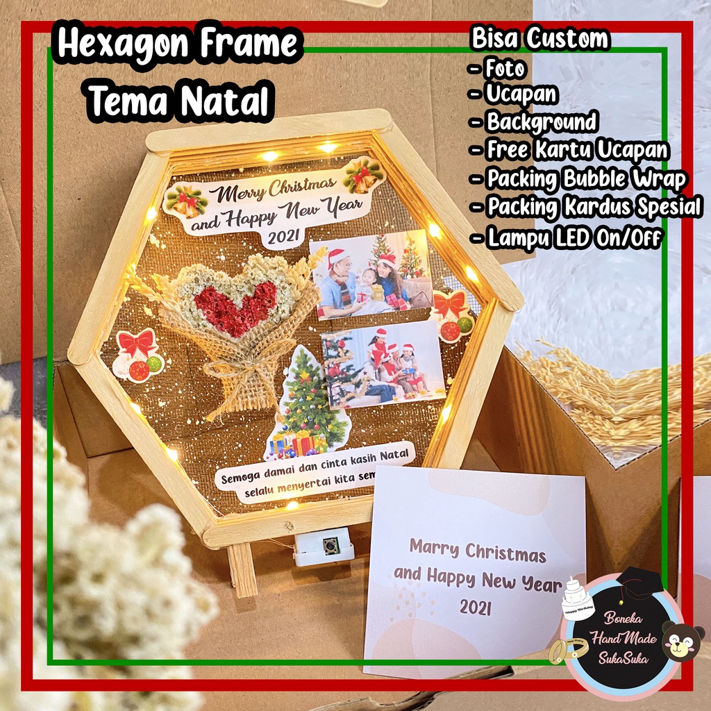 Hadiah Natal Hexagon Frame Kado Viral Frame Stik Es Krim Kado Natal 2021 Hampers Natal Terbaru Terla