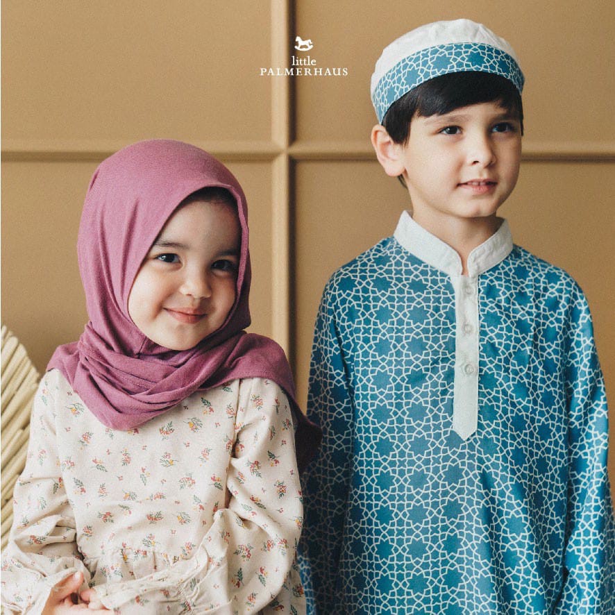 PROMO 7.7 PROMO BAJU LEBARAN SALE LAST STOK Little Palmerhaus Baju Koko + Celana + Peci / Gamis + Hijab Kaftan Aliyah Baju Lebaran Anak 0-5 Tahun