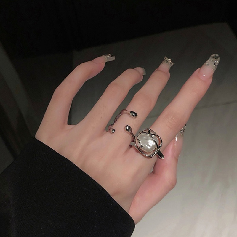 Cincin Model Terbuka Aksen Mutiara