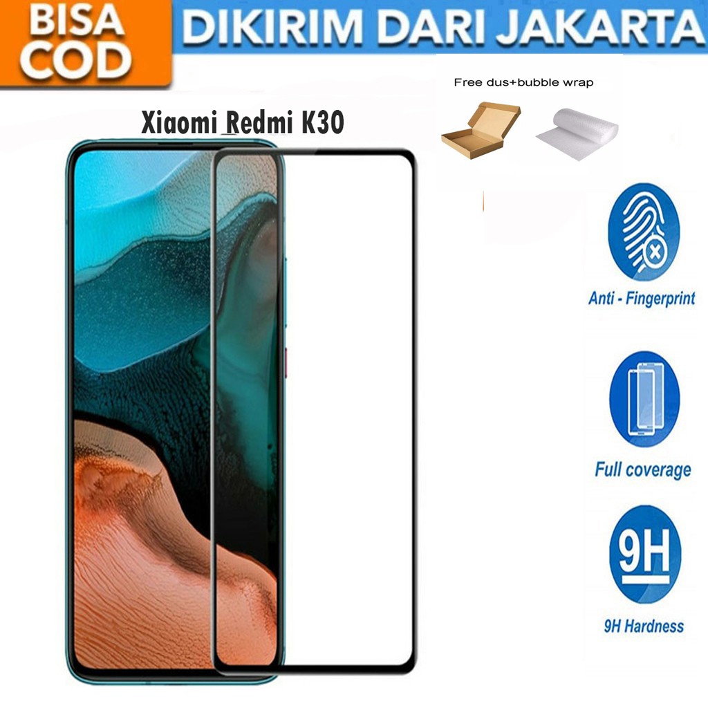 Tempered Glass Xiaomi Redmi K30 Full Cover / Full Screen Protector Anti Gores