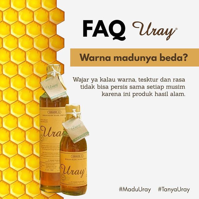 MADU URAY ASLI MURNI 330ML / 450GR | MADU HUTAN NUTRISI NATURAL HONEY