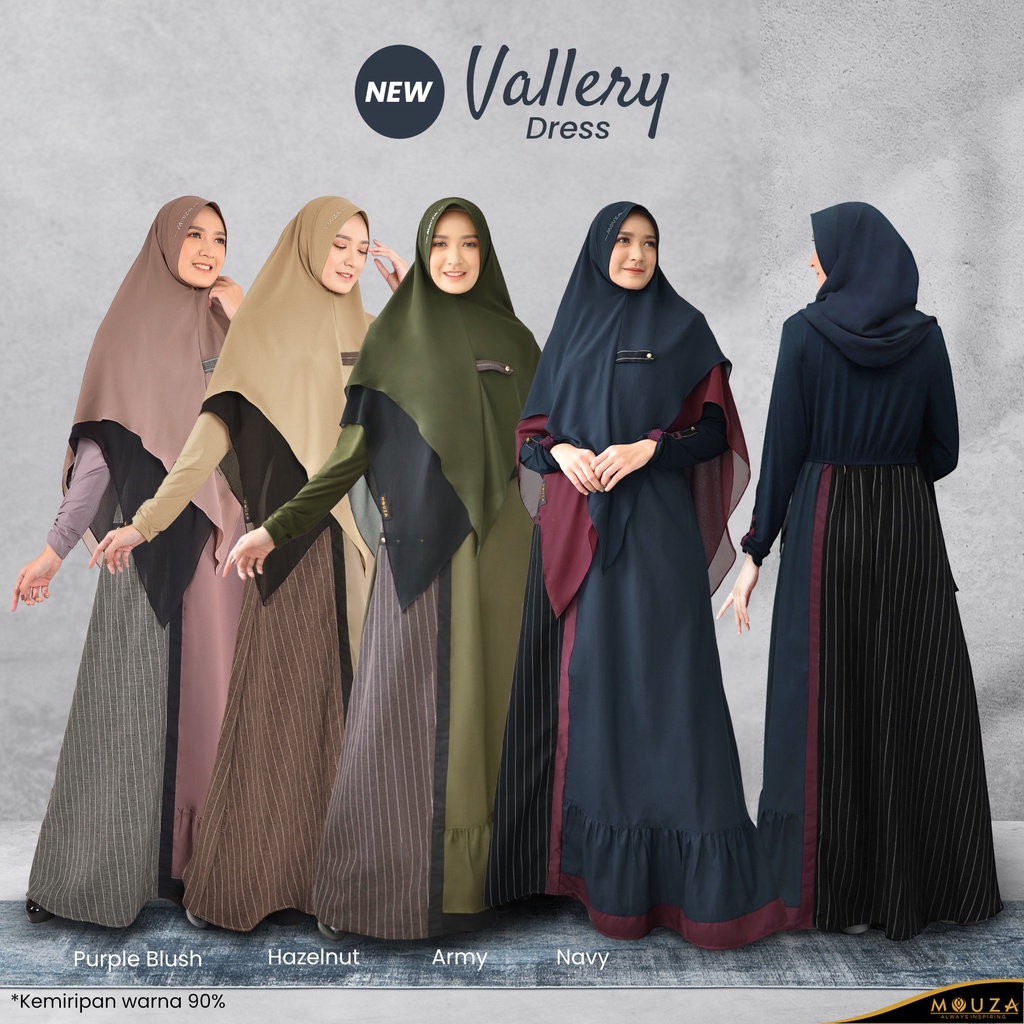 MOUZA// Gamis Sarimbit Cantik - New Vallery Dress Set Khimar by Mouza