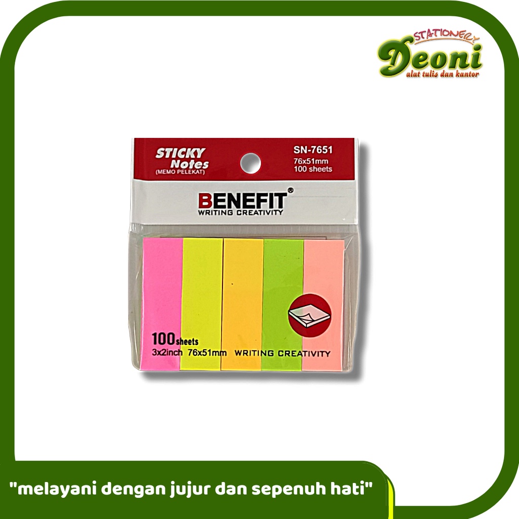 

BENEFIT SN 7651 Sticky Notes Memo Pelekat 5 Warna 100 Lembar