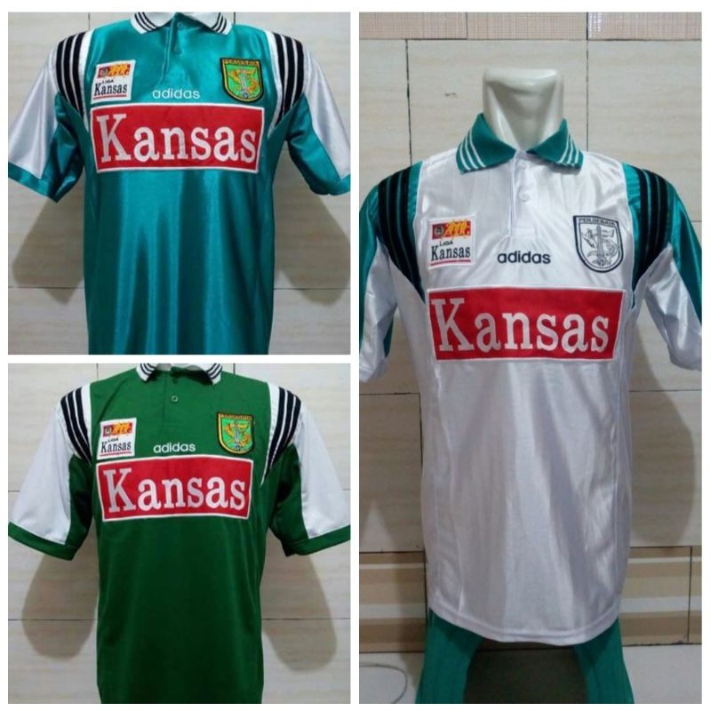 JERSEY RETRO PERSEBAYA KANSAS 1996 - 1997 TOSCA PUTIH HIJAU HOME AWAY PARAGON