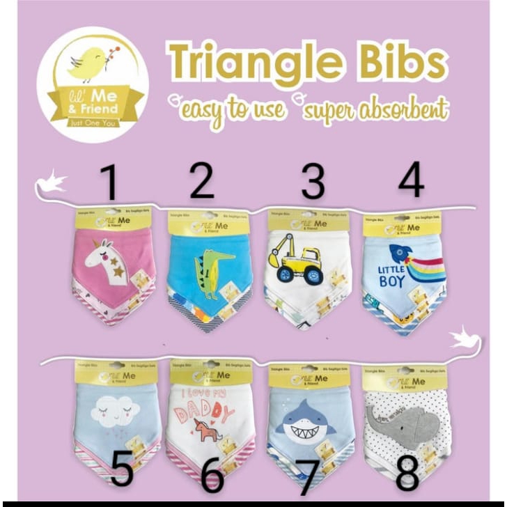 Mom's Care Triangle Bibs motif baru (Slaber Segitiga Lil&quot;me)