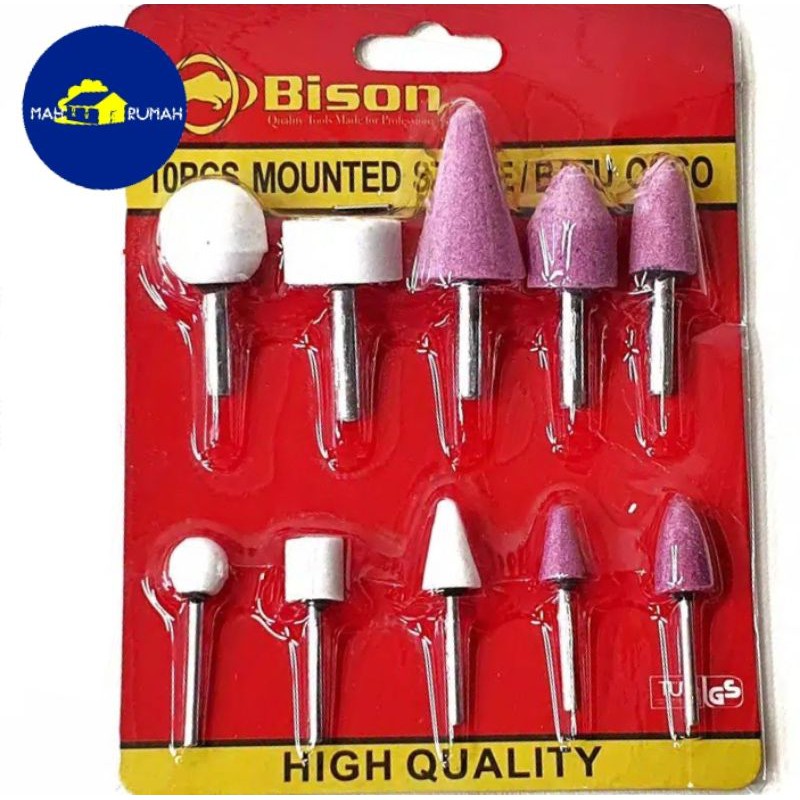 Batu Mata Gerinda Set Bor Tuner OSCO Asah Poles Mini 6mm - BISON 10PCS