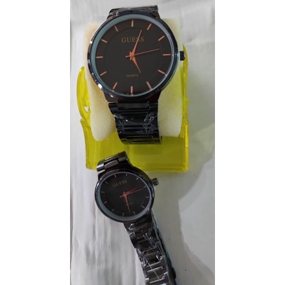 JAM TANGAN COUPLE GUESS JD RANTAI POLOS BALOK